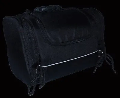 MOTORCYCLE NYLON RACK SISSY T BAR BAG TRAVEL PLAIN LUGGAGE NEW BLACK