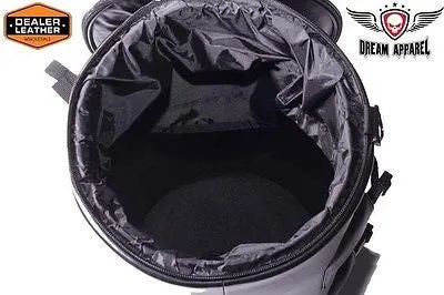 MOTORCYCLE ROUND DUFLE SISSY T BAR BAG TRAVEL PLAIN LUGGAGE PVC NEW BLACK 16*9*9