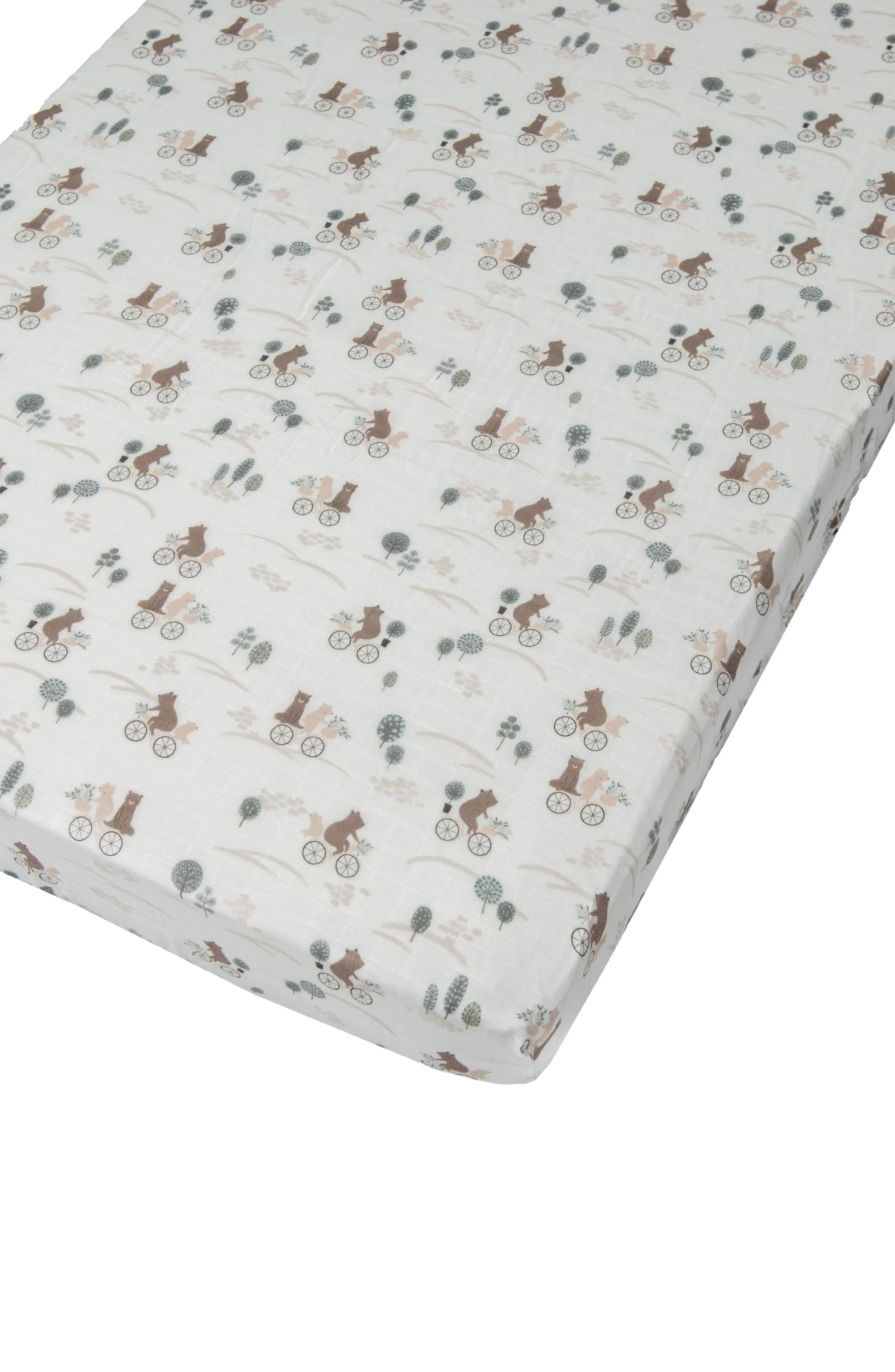 Muslin Fitted Crib Sheet - Bears on Bikes