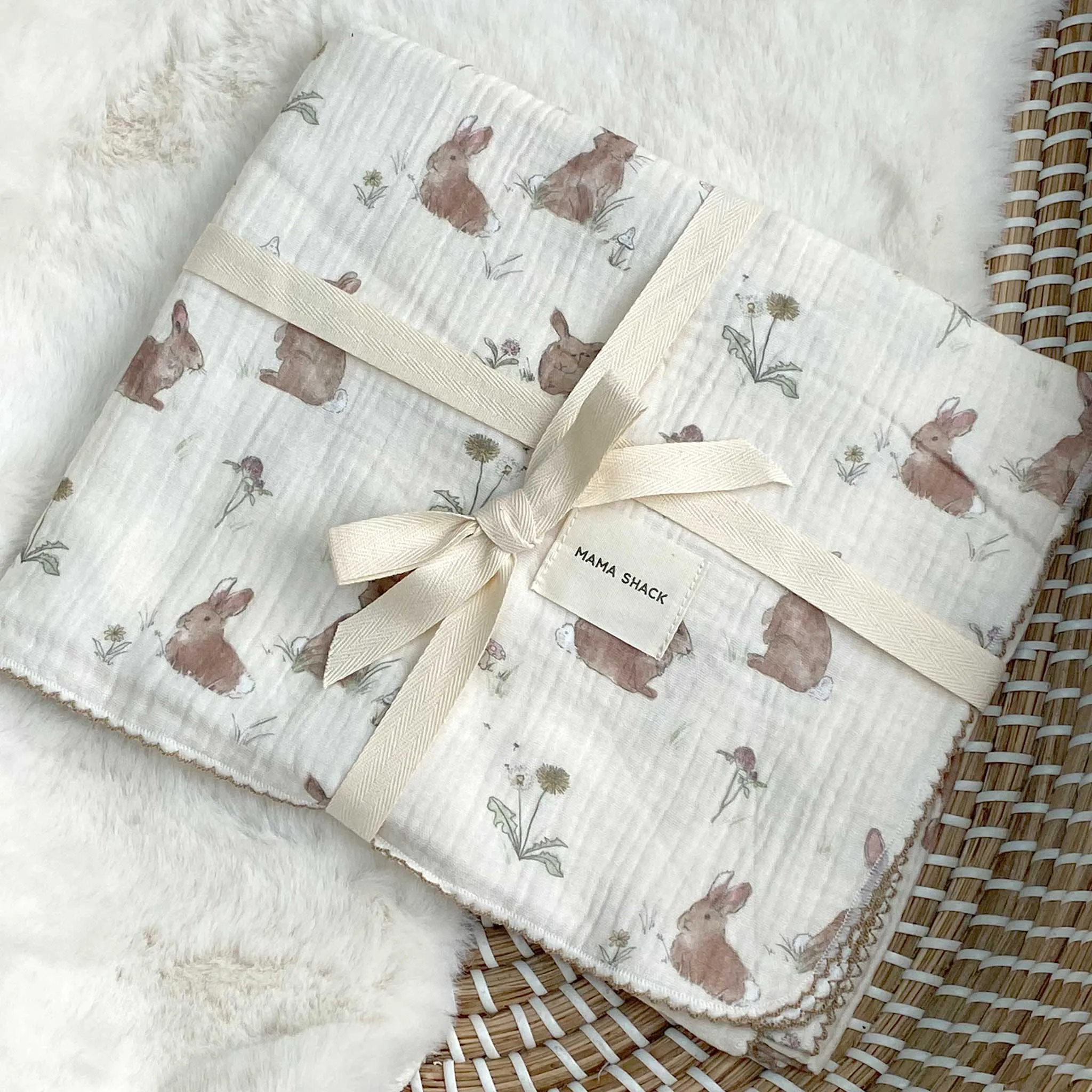 Muslin Swaddle Blanket - Bunnies