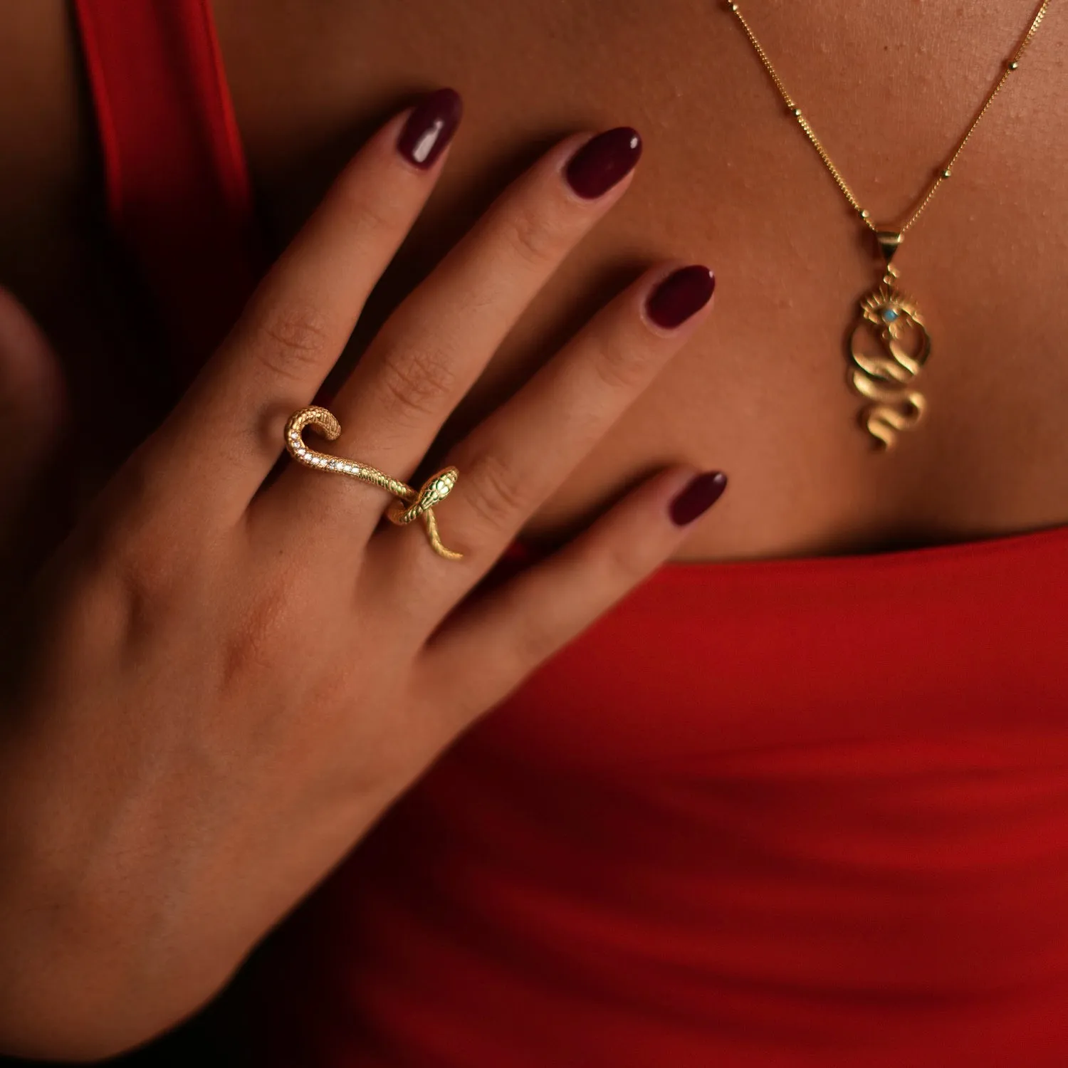 Mythology Snake Gold Vermeil & Diamond Design Ring