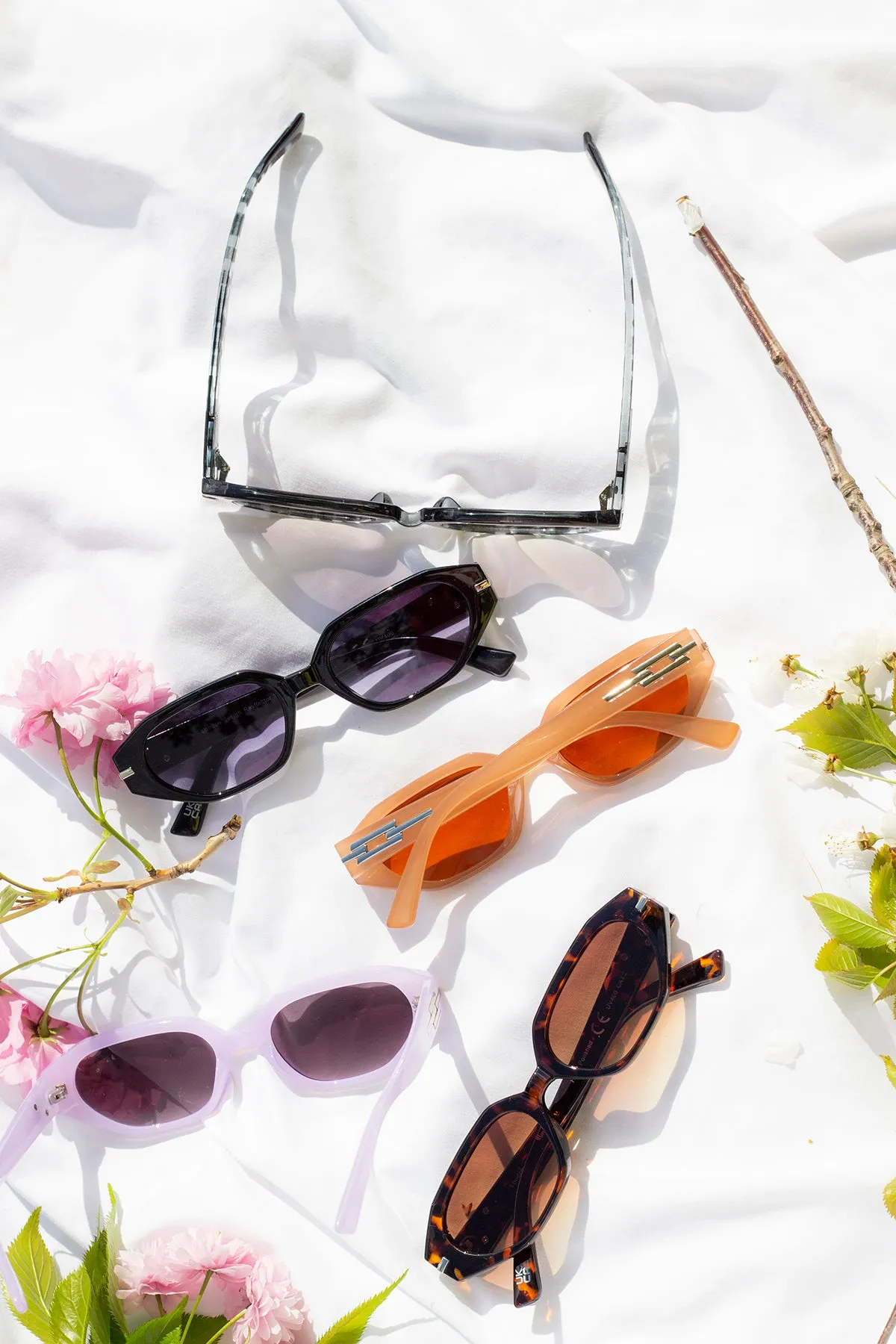 Narrow Hexagon Sunglasses with Metal Detail