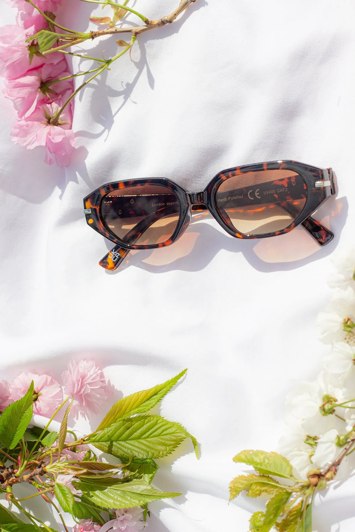 Narrow Hexagon Sunglasses with Metal Detail