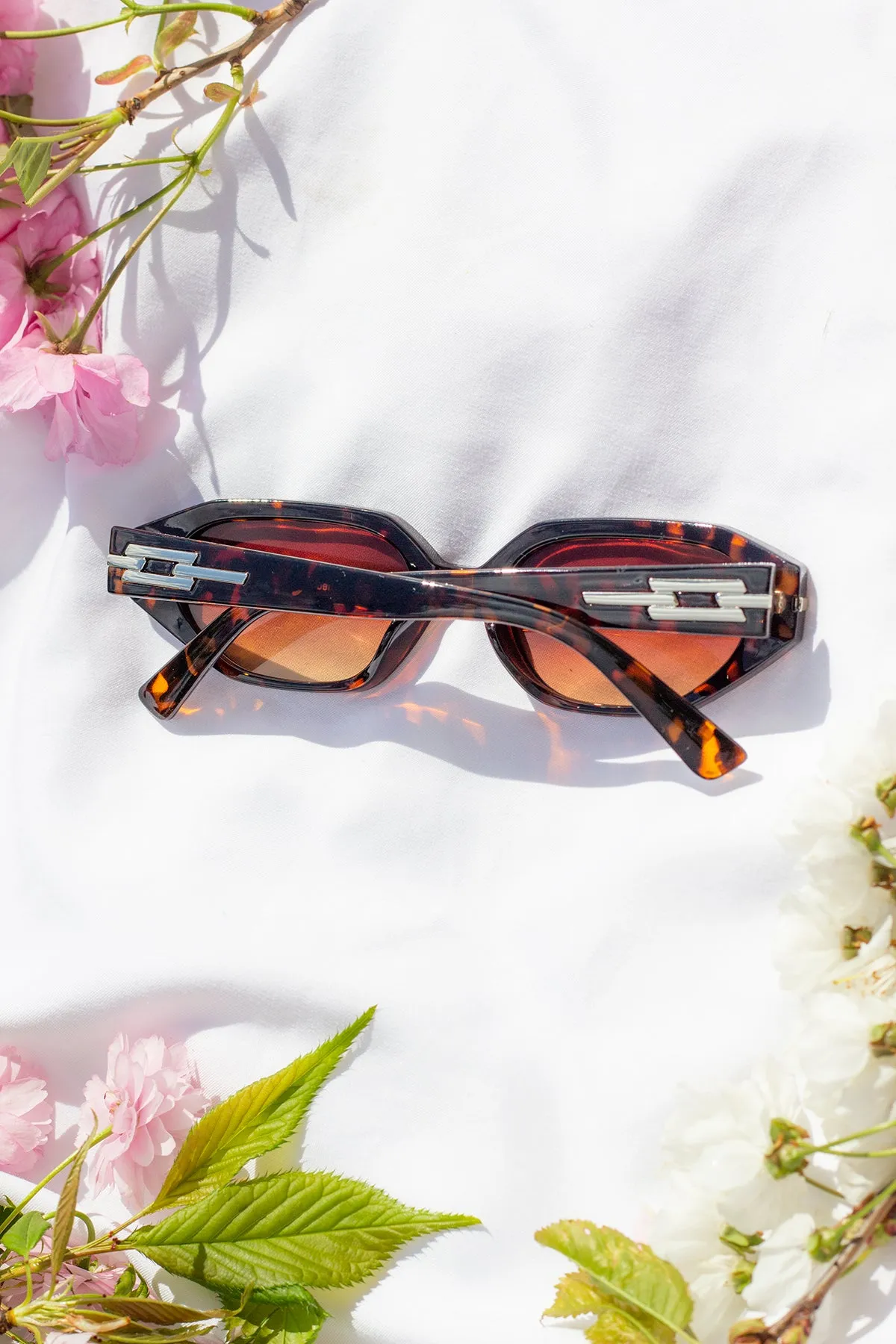 Narrow Hexagon Sunglasses with Metal Detail