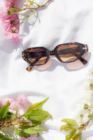 Narrow Hexagon Sunglasses with Metal Detail