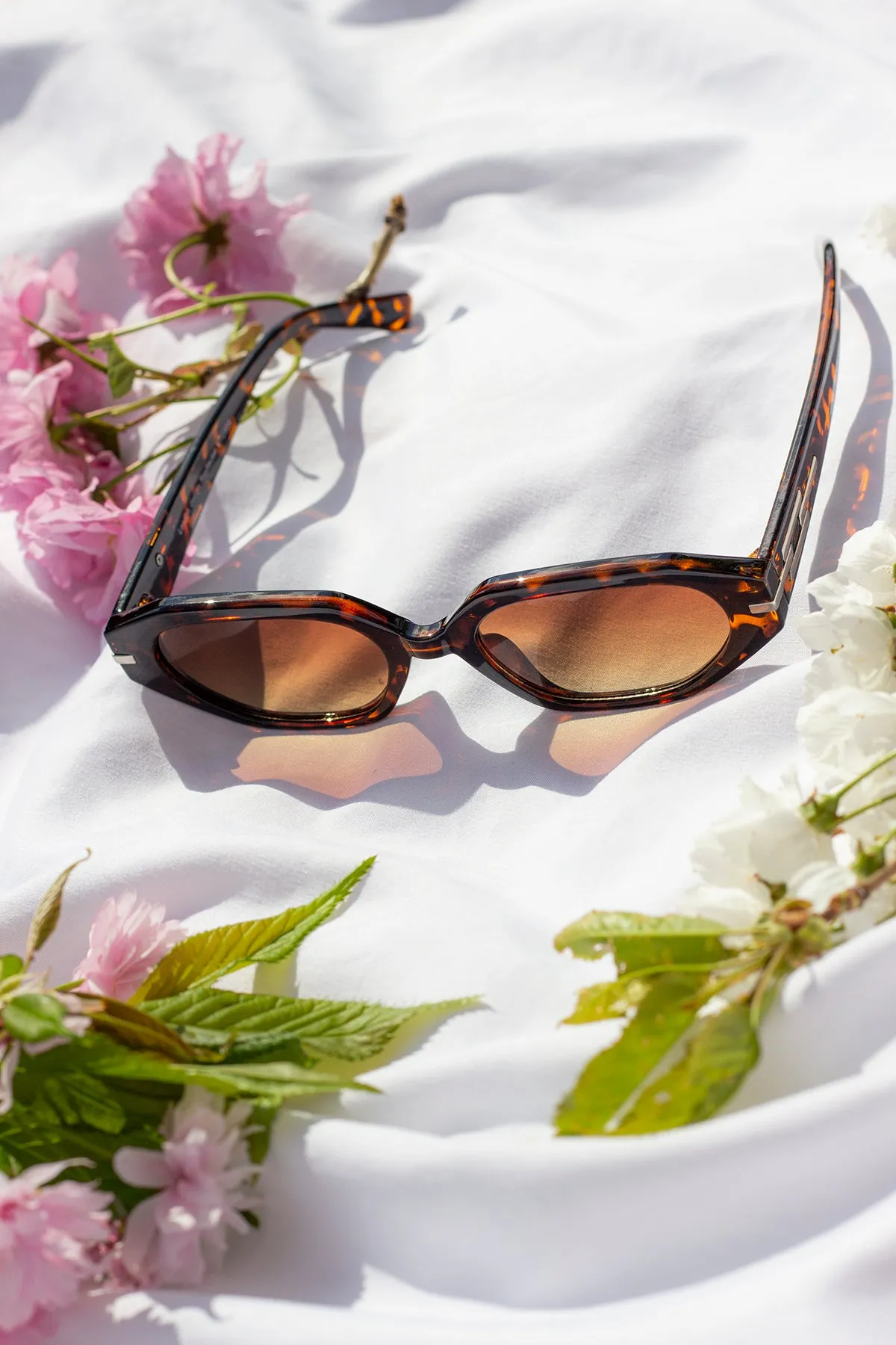Narrow Hexagon Sunglasses with Metal Detail