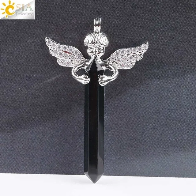 Natural Crystal Cupid Angel Wings Pendants