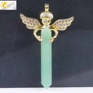 Natural Crystal Cupid Angel Wings Pendants