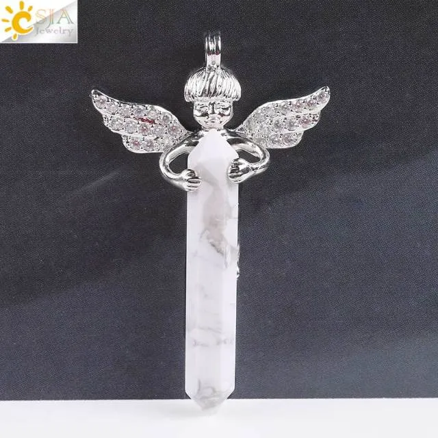 Natural Crystal Cupid Angel Wings Pendants