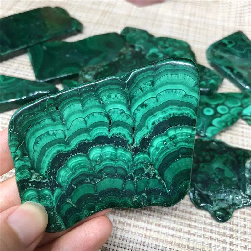 Natural Malachite Slice Crystal Mineral Specimen Polished Quartz Slab Rock Home Decoration Gift Energy