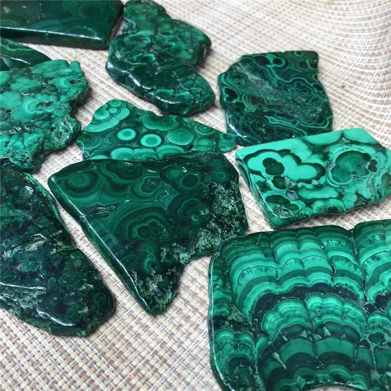 Natural Malachite Slice Crystal Mineral Specimen Polished Quartz Slab Rock Home Decoration Gift Energy