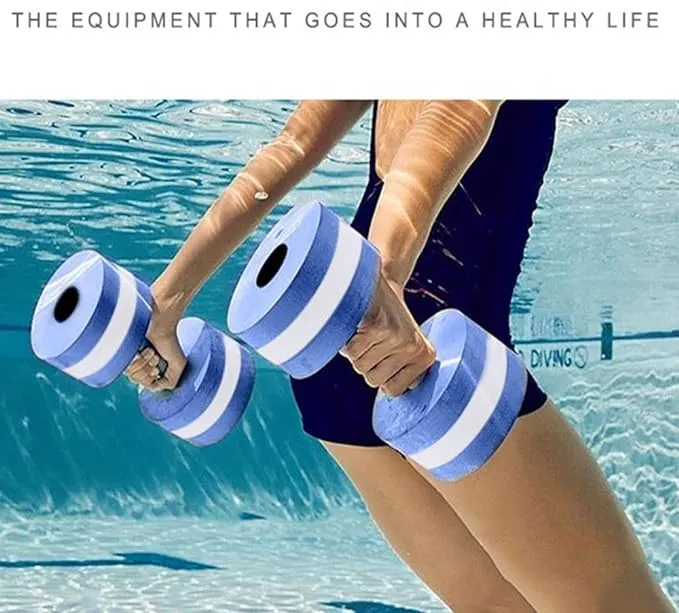 New High-Density EVA-Foam Dumbbell,Aquatic Exercise Dumbells - Set of 2 - for Water Aerobics,Aqua Therapy, Pool Fitness, Water Exercise (Blue)