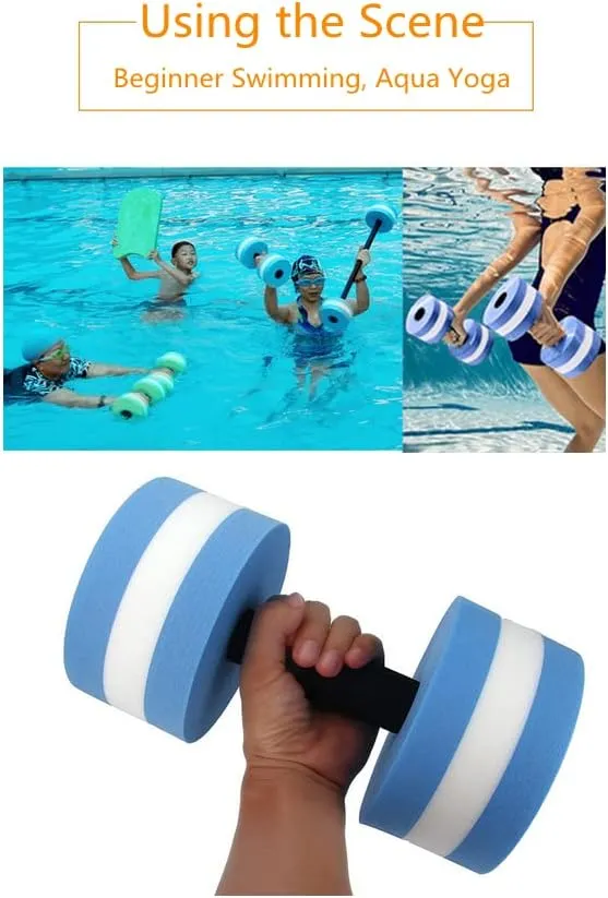New High-Density EVA-Foam Dumbbell,Aquatic Exercise Dumbells - Set of 2 - for Water Aerobics,Aqua Therapy, Pool Fitness, Water Exercise (Blue)