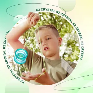 New MAGICYOYO Responsive Yoyo for Kids K2 Plus Crystal, Dual Purpose Yo-yo for Beginner, Replacement Unresponsive Bearing for Intermediate Advanced, with 5 Yoyo Strings, Bag, Bearing Remover (Green)