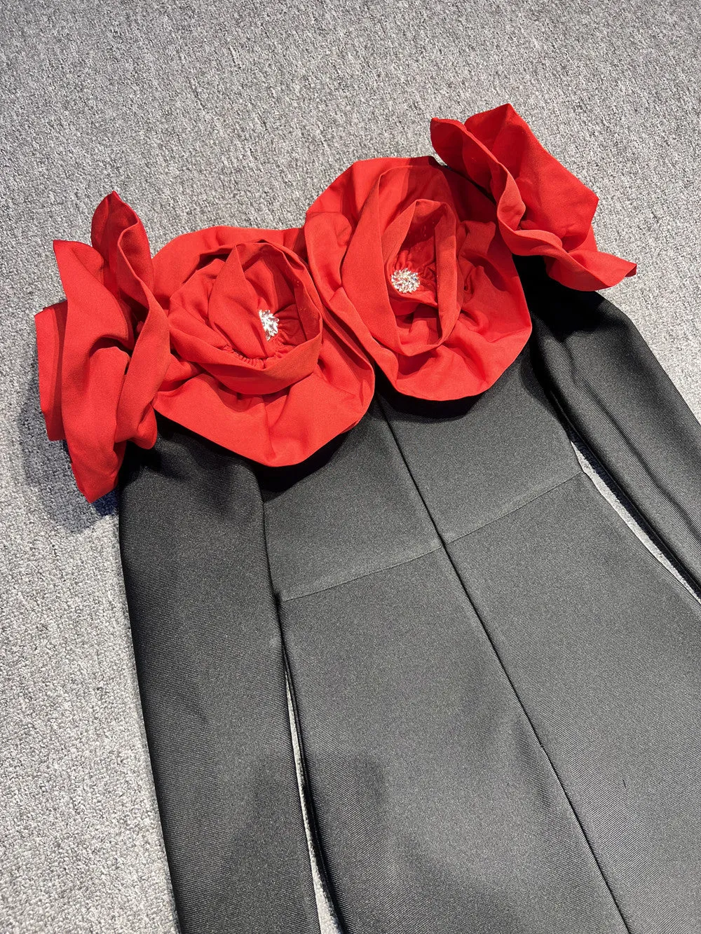 Off Shoulder Crystal Flowers Bandage Dress