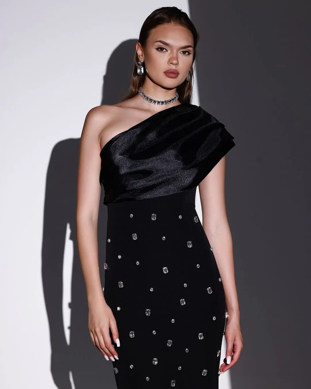 One Shoulder Crystal-Embellished Bandage Dress