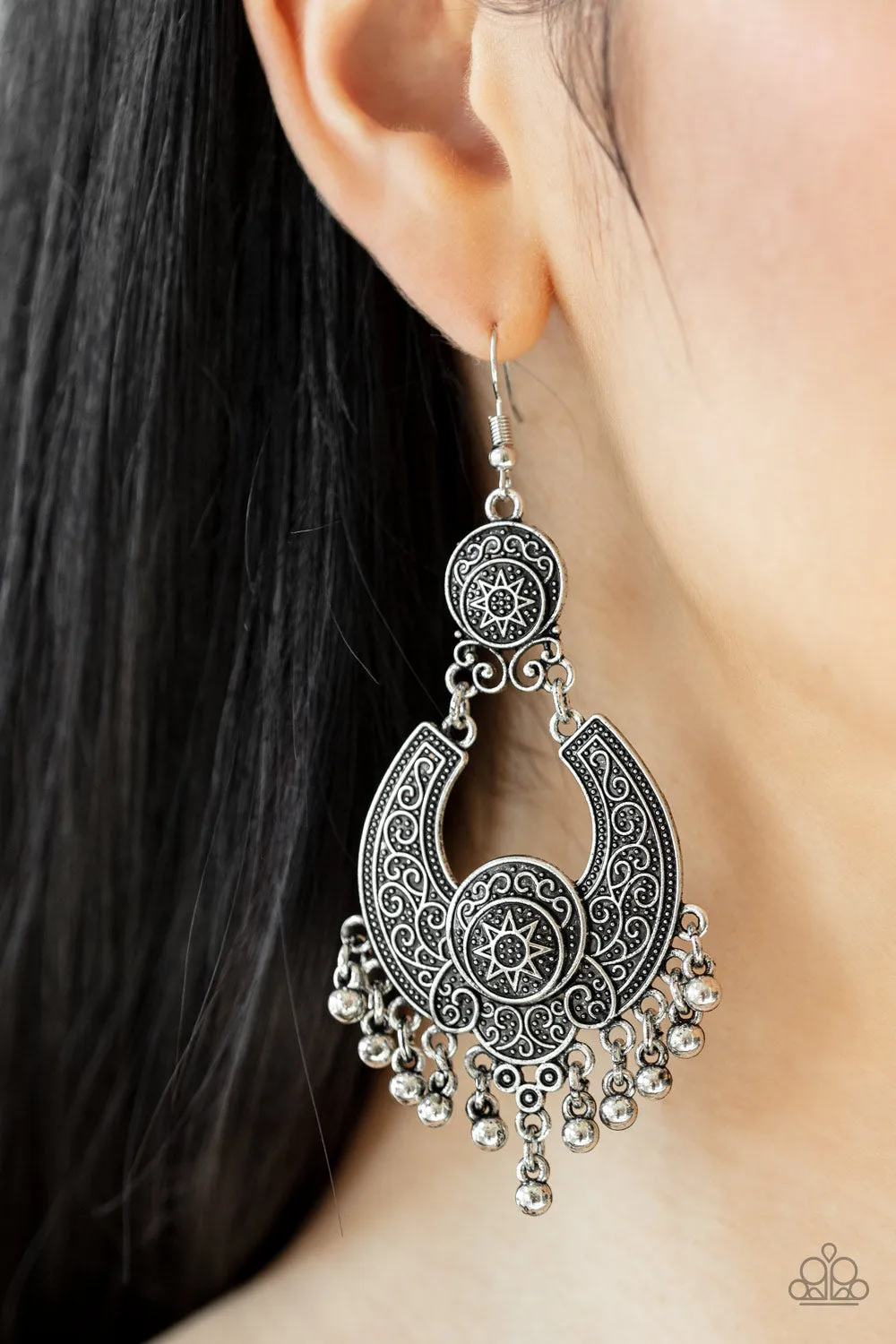 Paparazzi Sunny Chimes Earrings Silver
