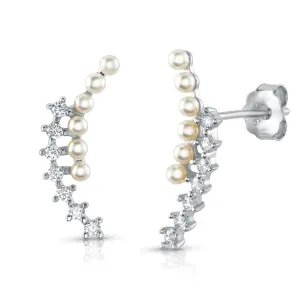 PEARL & CZ CLIMBING STUDS, SILVER