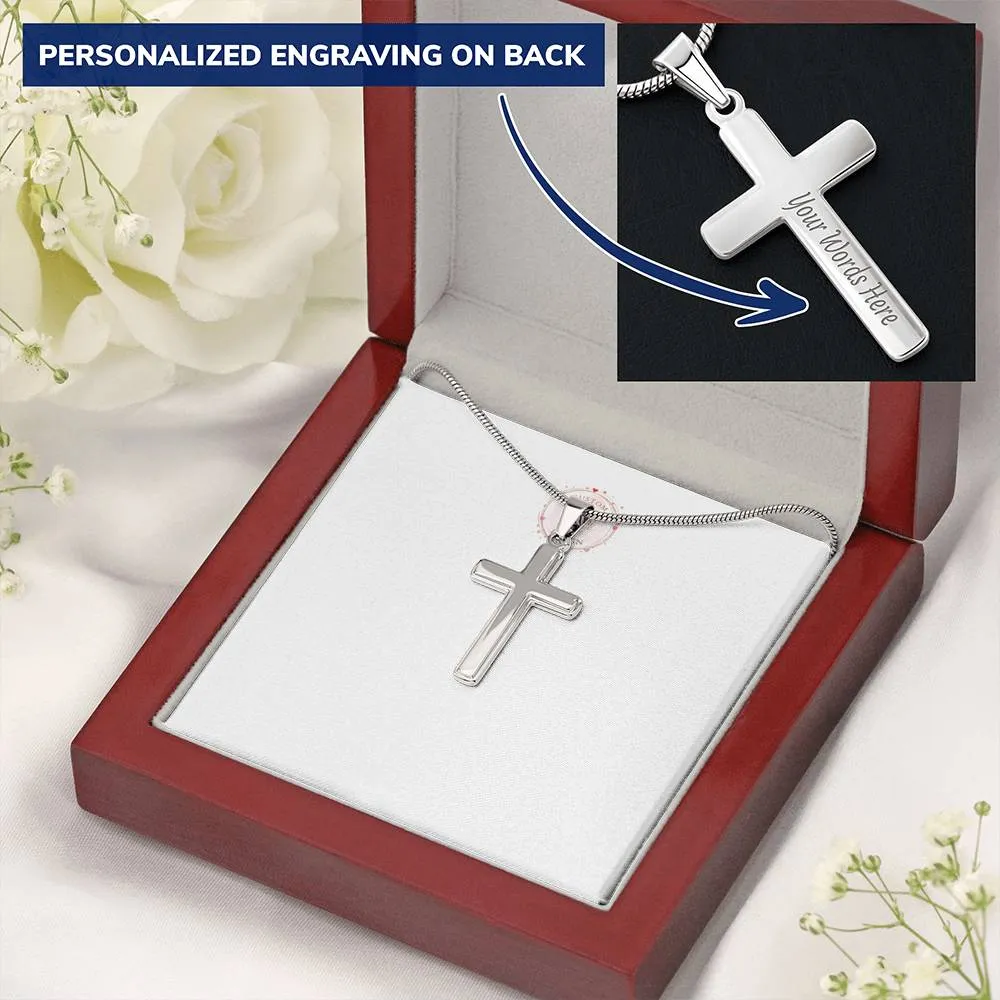 Personalized Cross Necklace with Snake Chain
