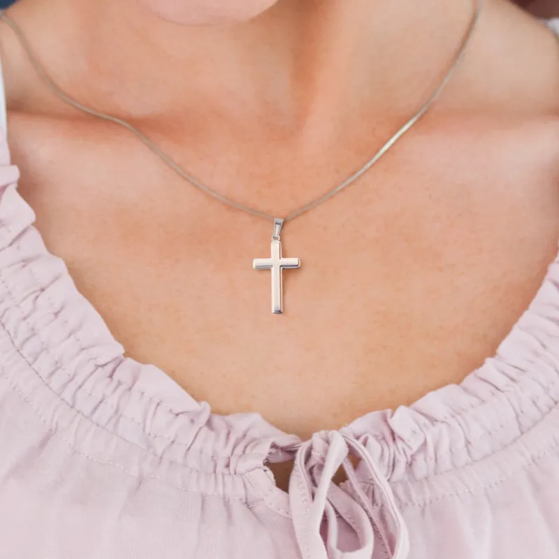 Personalized Cross Necklace with Snake Chain