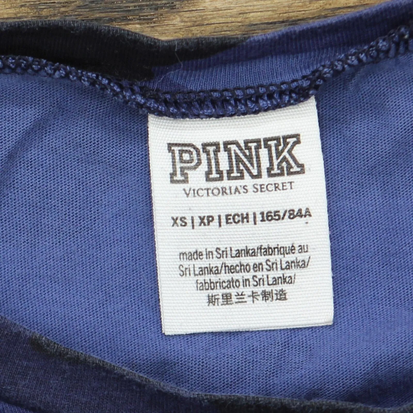 Pink by Victoria's Secret Short Sleeve Dog Logo Shiny T-Shirt Blue Camo XS