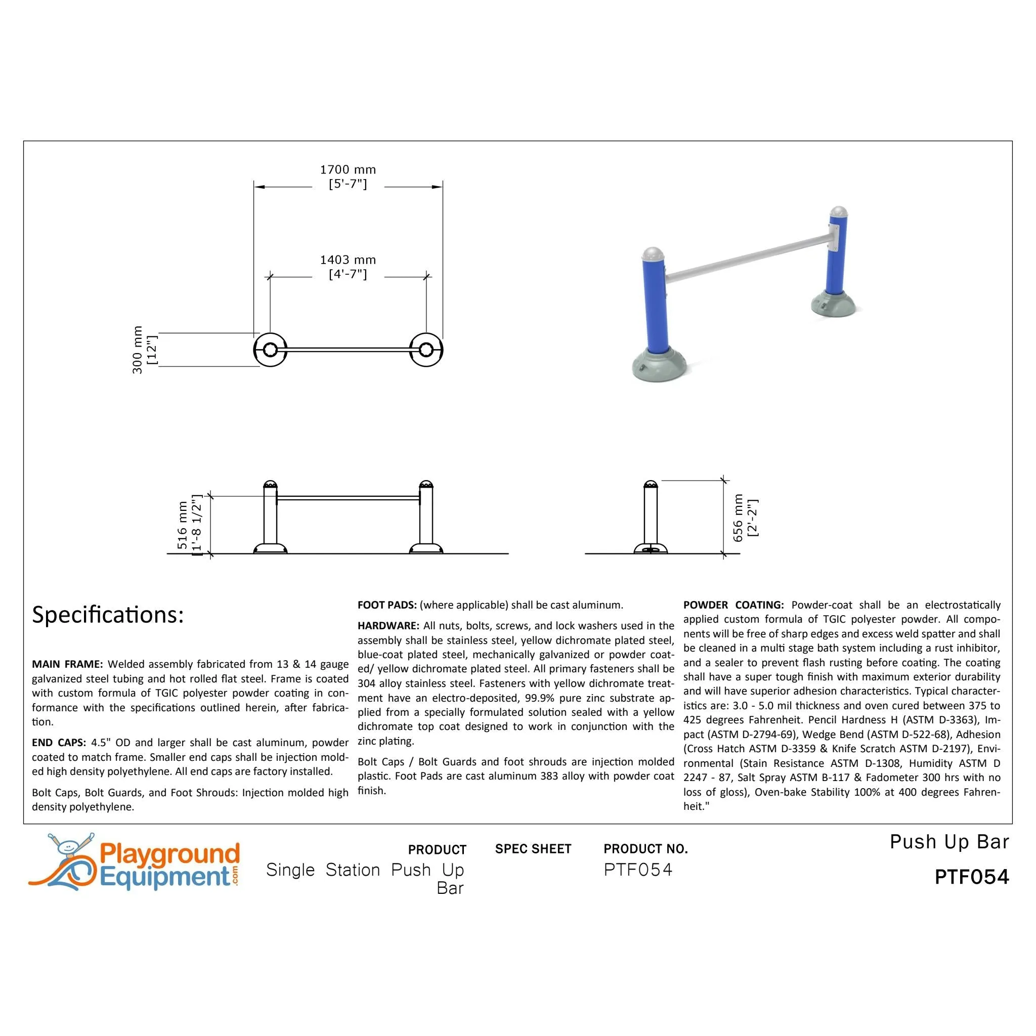 Playground Fitness Single Station Pushup Bar