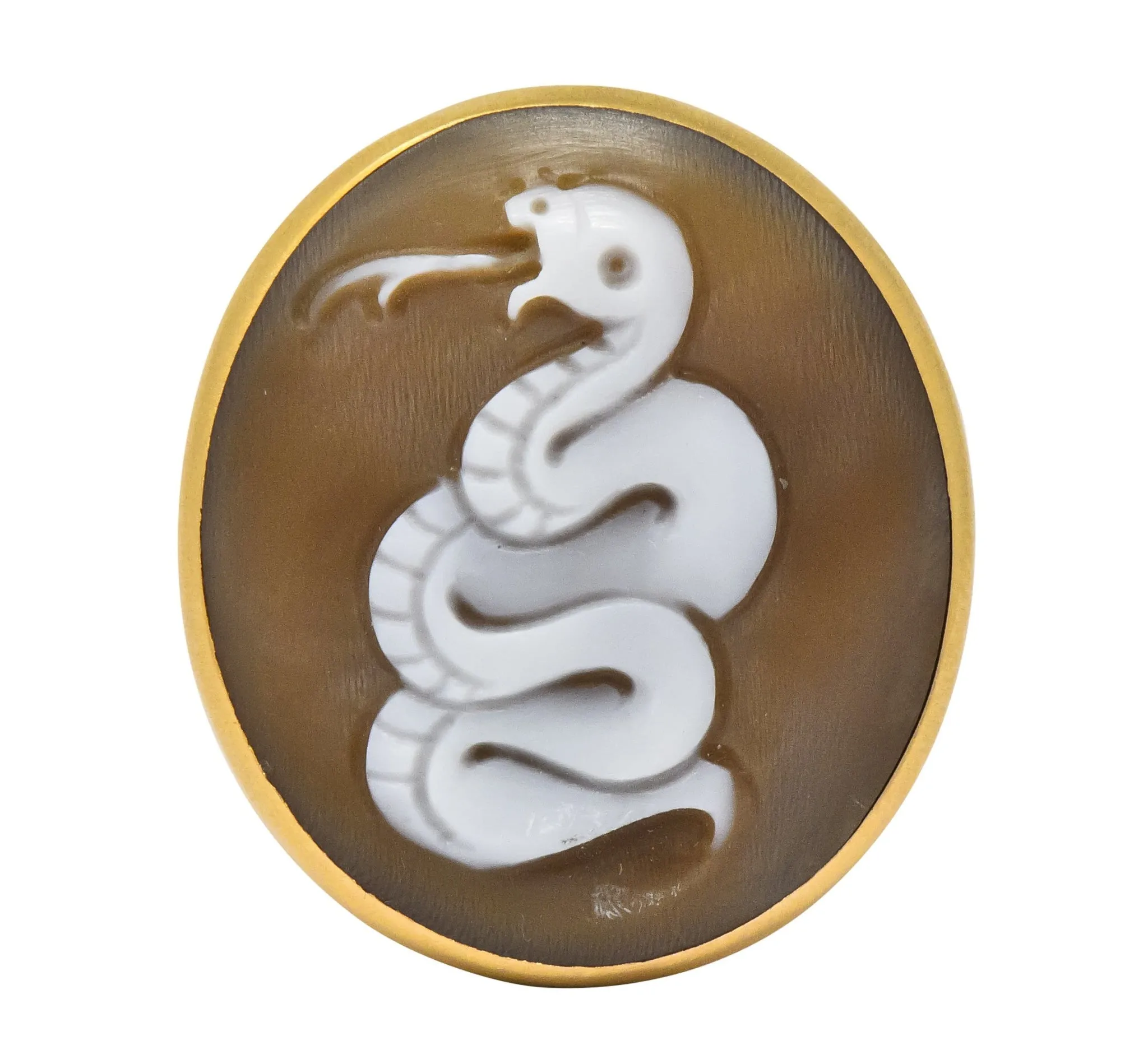 Pomellato Eva Rose Shell 18 Karat Rose Gold Snake Cameo Unisex Ring