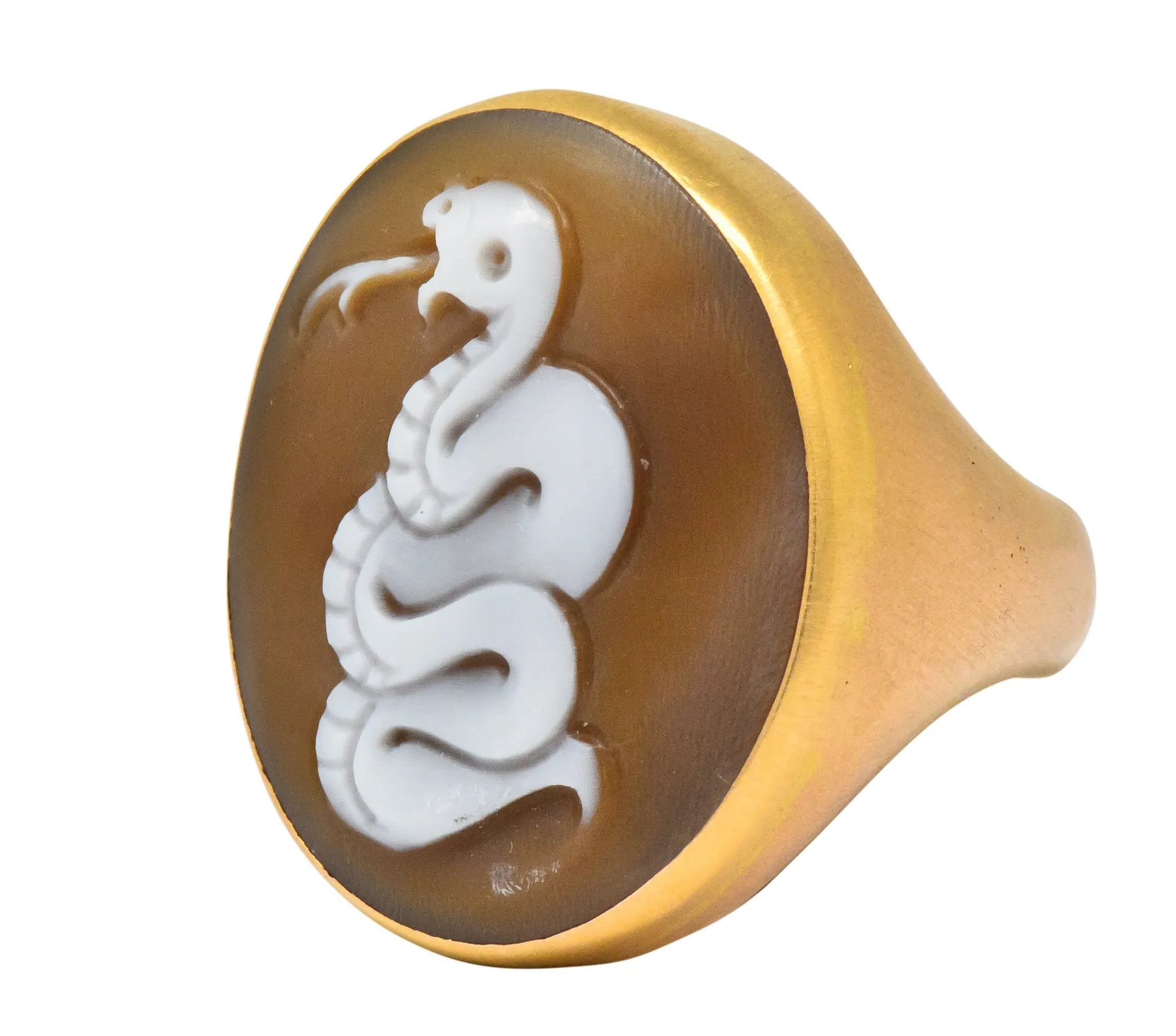 Pomellato Eva Rose Shell 18 Karat Rose Gold Snake Cameo Unisex Ring