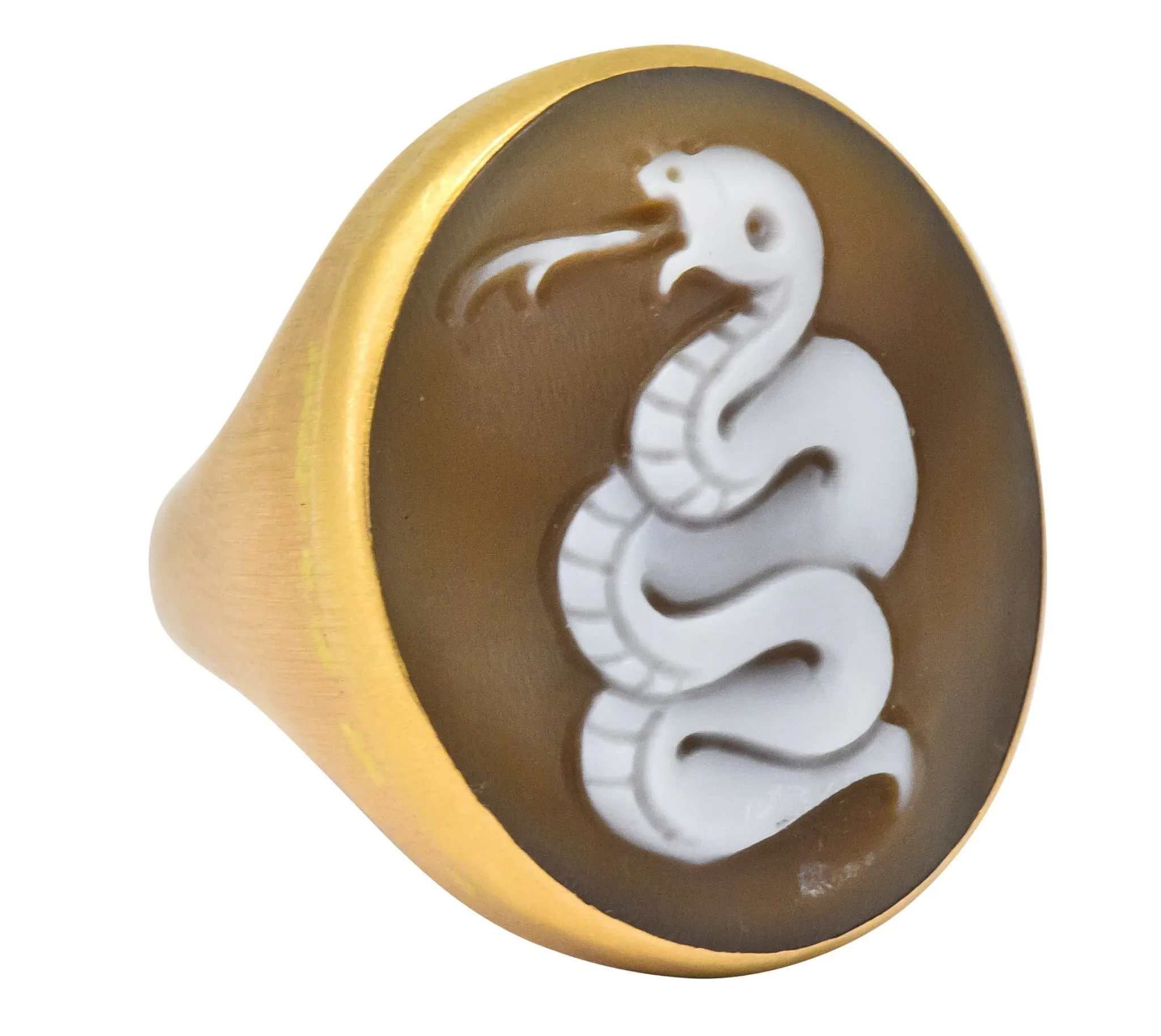 Pomellato Eva Rose Shell 18 Karat Rose Gold Snake Cameo Unisex Ring