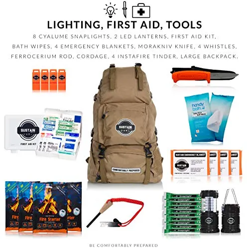 Premium Family Emergency Survival Bag/Kit – Be Equipped with 72 Hours of Disaster Preparedness Supplies for 4 People