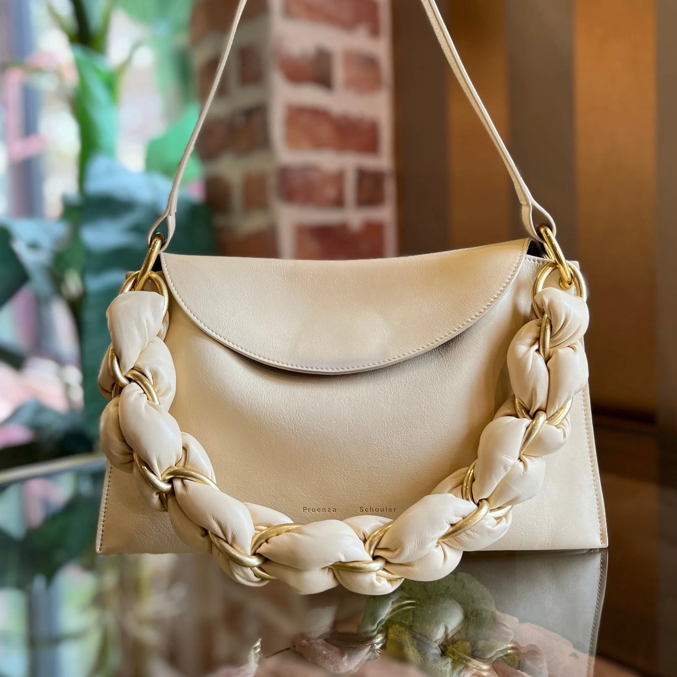 PROENZA SCHOULER Braid Bag Cream Leather Shoulder Bag
