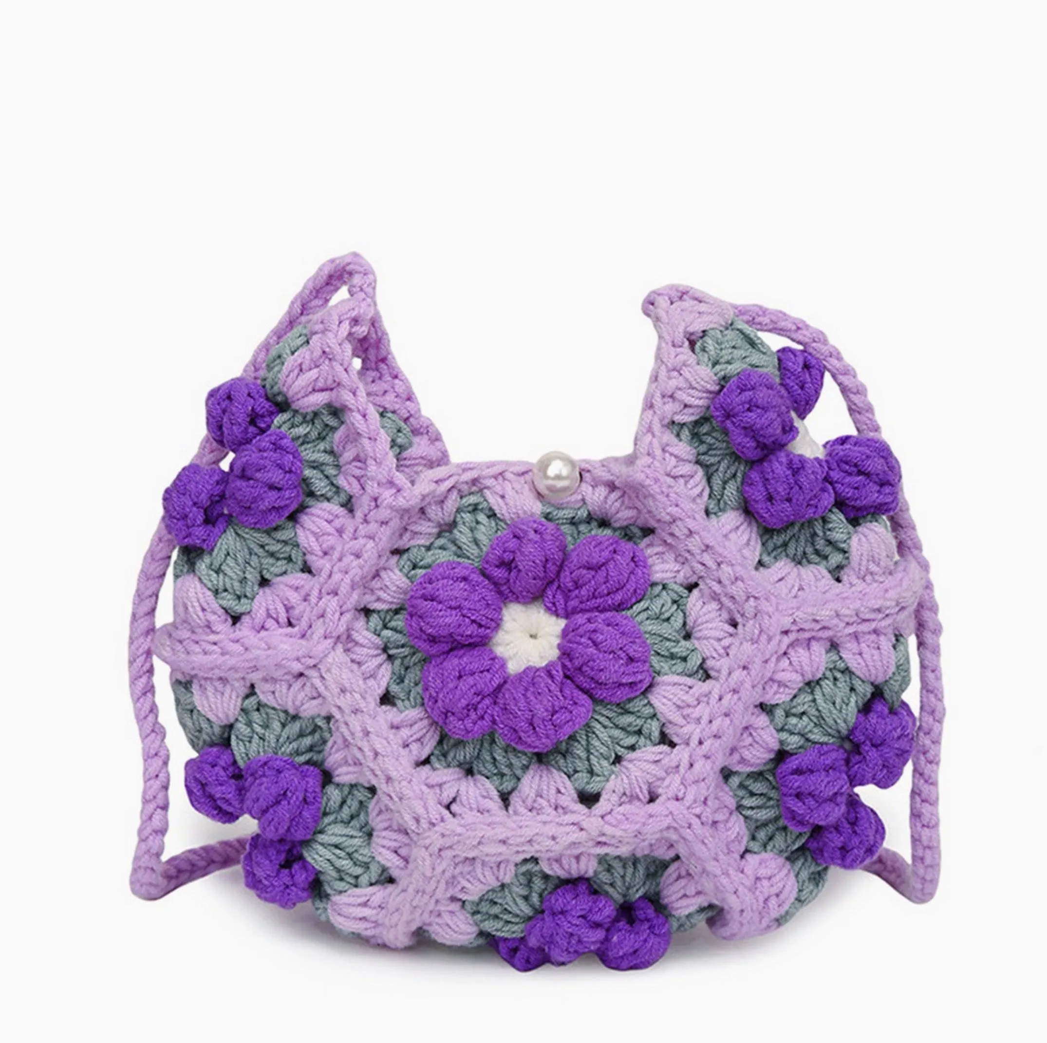 Puff Flower Crocheted Crossbody - Two Colors