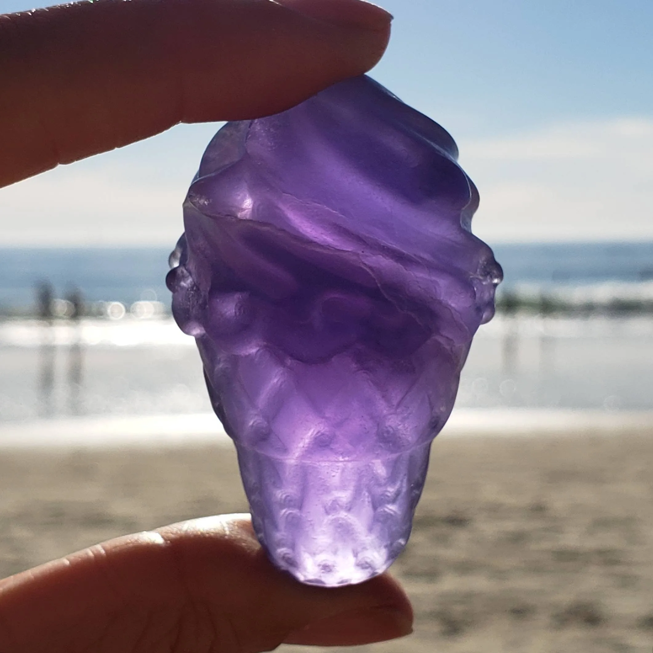 Purple Fluorite Ice Cream Cone Crystal Carving