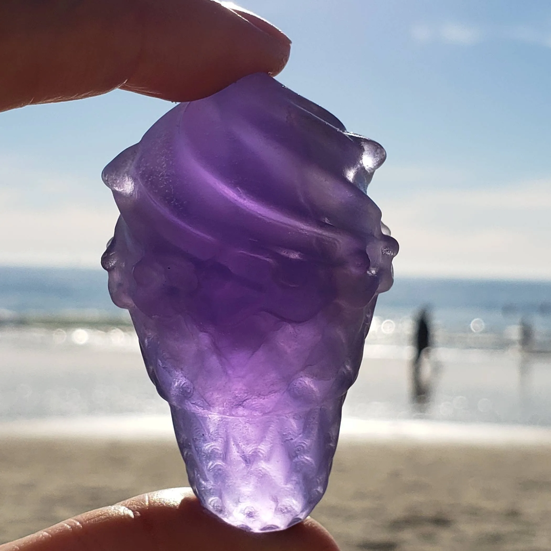 Purple Fluorite Ice Cream Cone Crystal Carving
