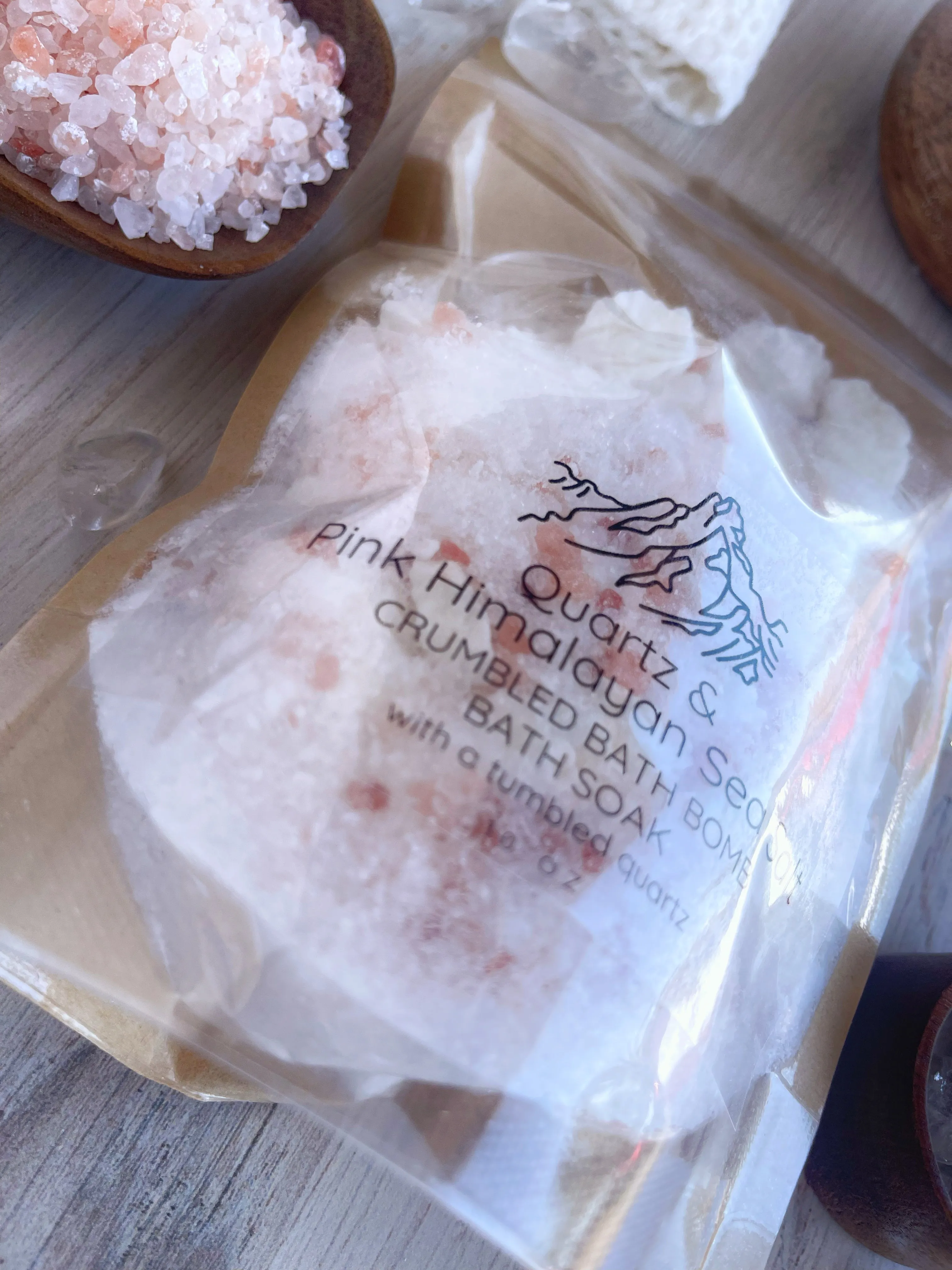 Quartz & Pink Himalayan Sea Salt Crumbled Bath Bomb Bath Soak