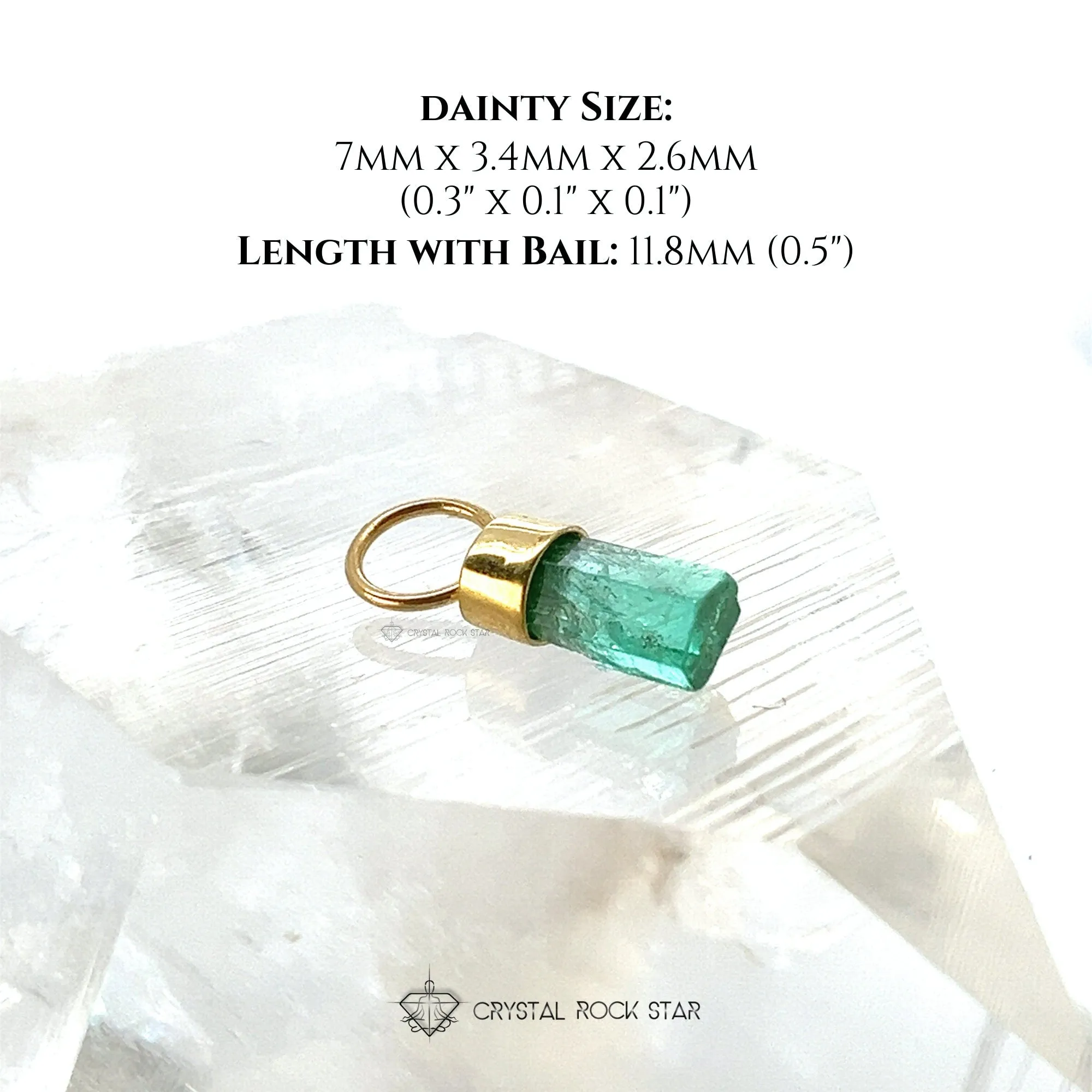 Raw Emerald Dainty Charm Pendant 18K Gold
