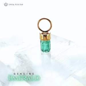 Raw Emerald Dainty Charm Pendant 18K Gold