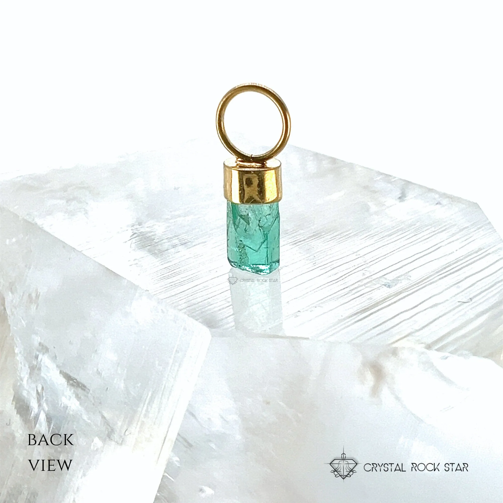 Raw Emerald Dainty Charm Pendant 18K Gold