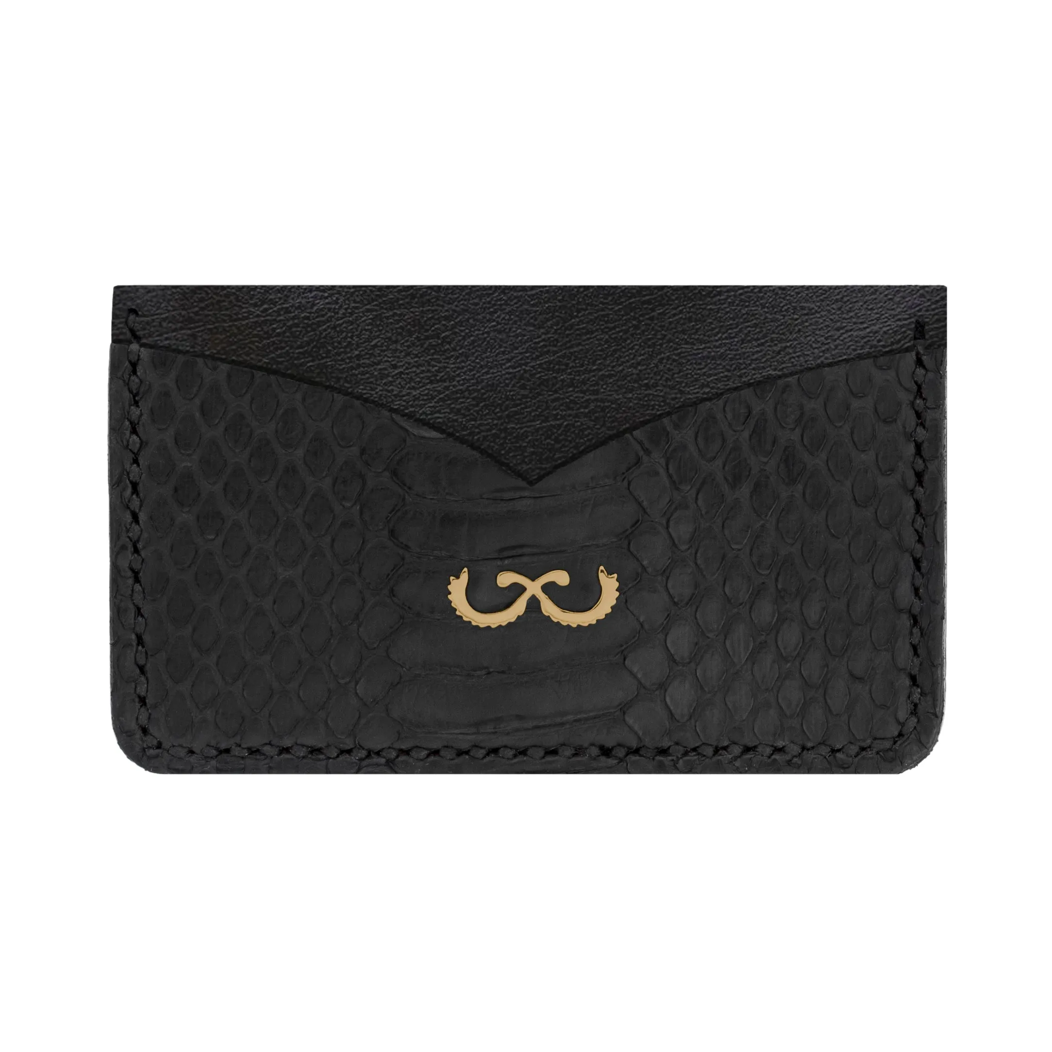 Rayal Black Snake Skin Card Holder with Money Clip