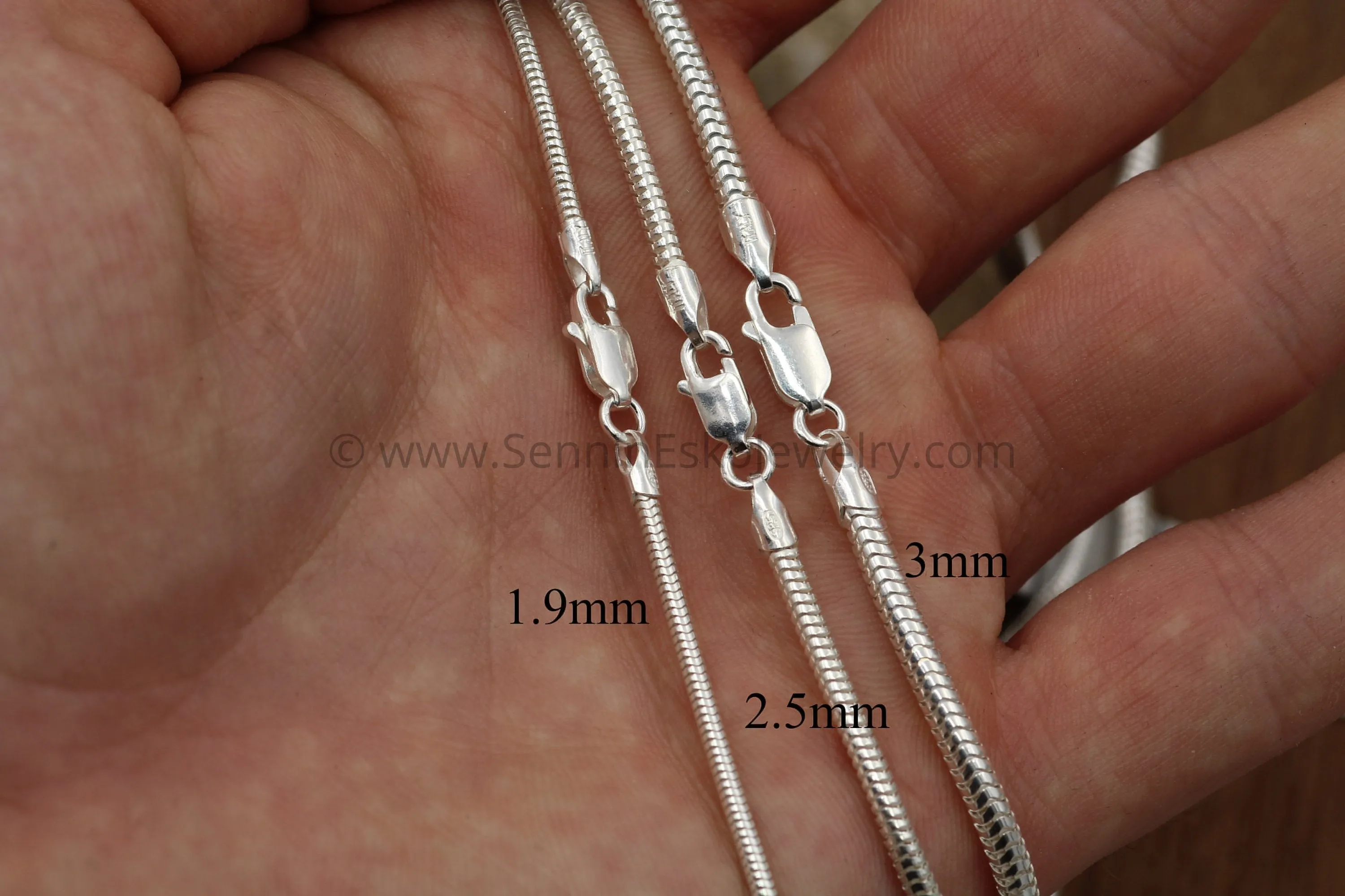 READY TO SHIP Sterling Snake Chain, 3mm Seamless - 925 sterling silver - choice of 16", 18", 20", 24", 30" or 36"