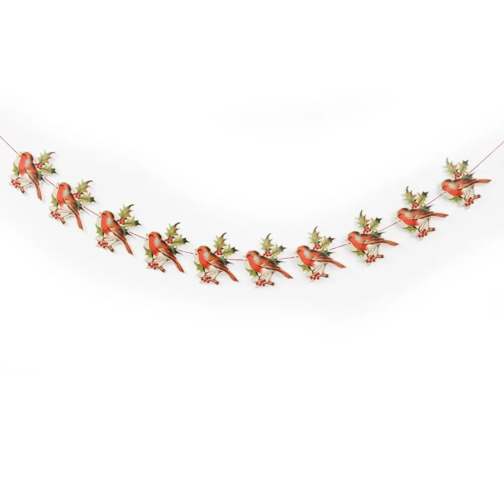 Robin & Holly decorative Christmas Garland