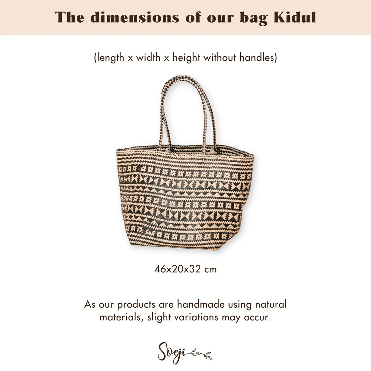 Rootz  Boho Tote Bag – Seagrass Summer Bag – Shoulder Beach Bag – Woven Natural Bag – Large Boho Shopping Bag KIDUL (black)