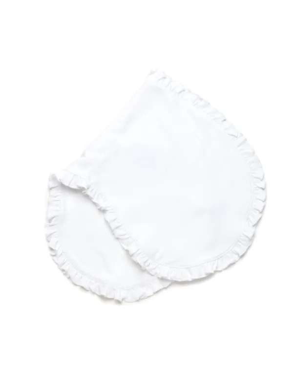 Ruffle Trim Pima Burp Cloth | White