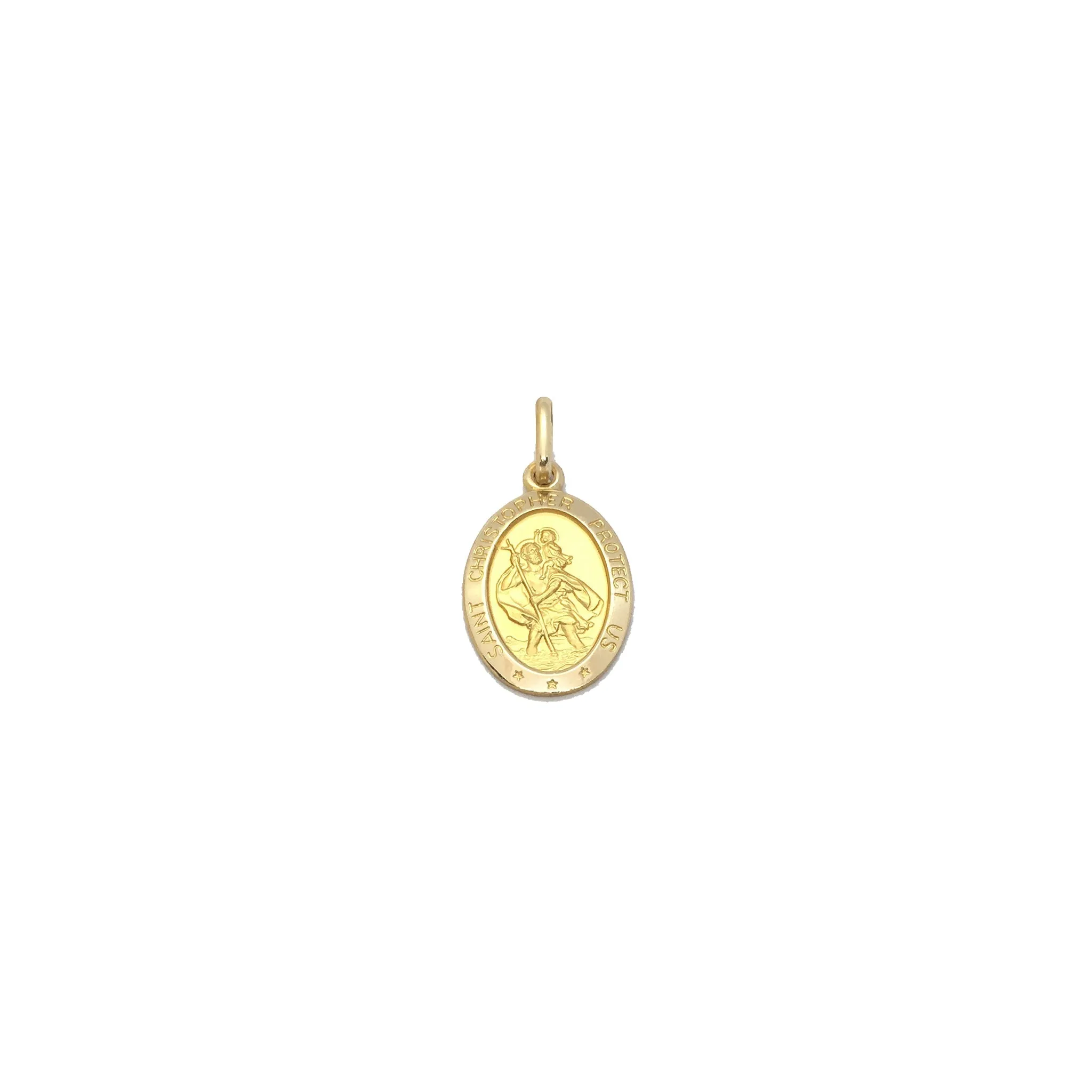 Saint Christopher Oval Medal Pendant (14K)