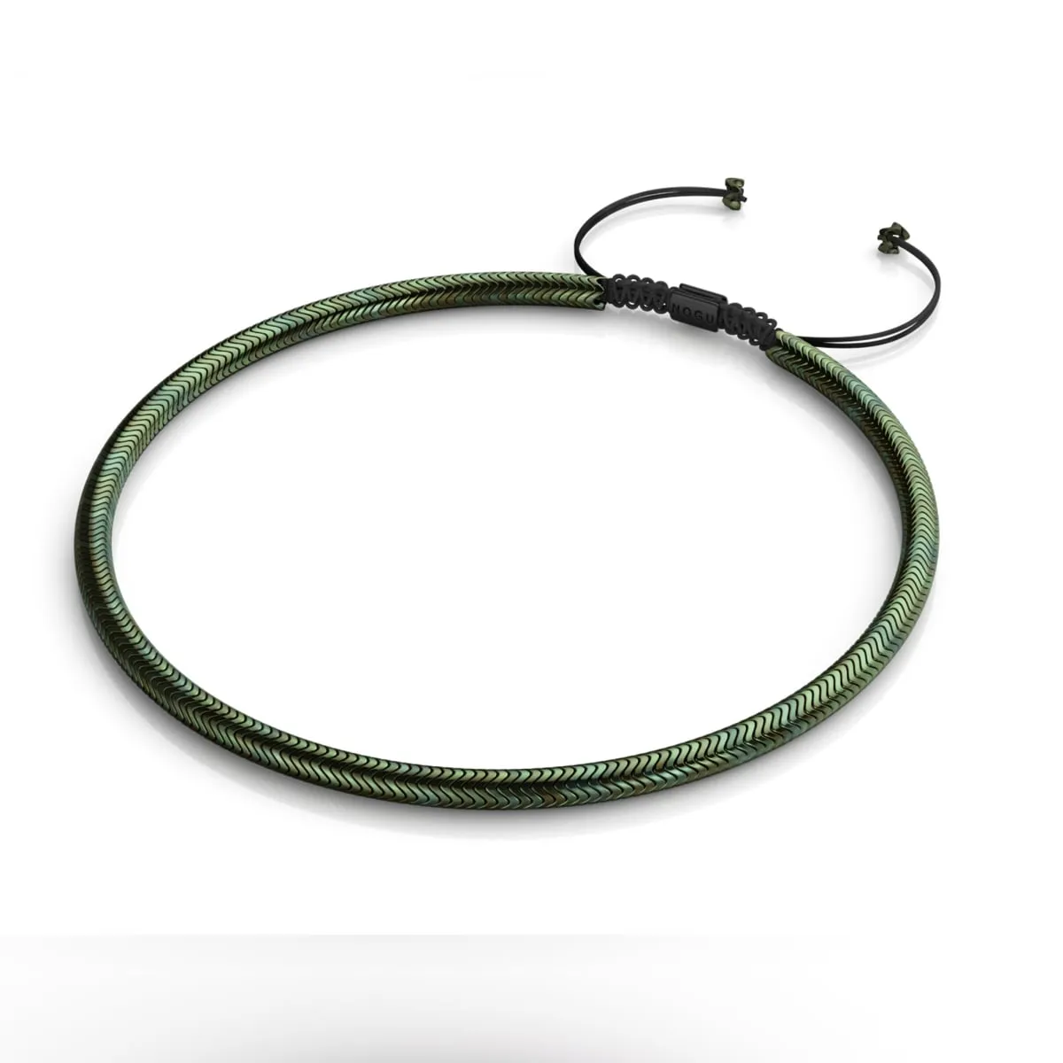 Serpentine | Emerald Hematite x Gunmetal | Double Wave Necklace