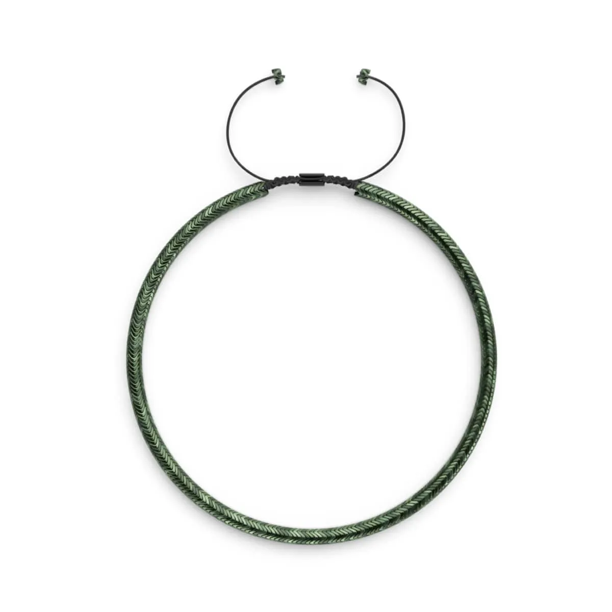 Serpentine | Emerald Hematite x Gunmetal | Double Wave Necklace