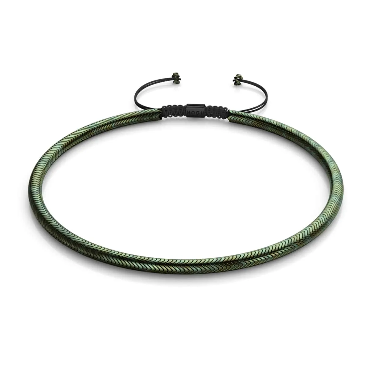 Serpentine | Emerald Hematite x Gunmetal | Double Wave Necklace