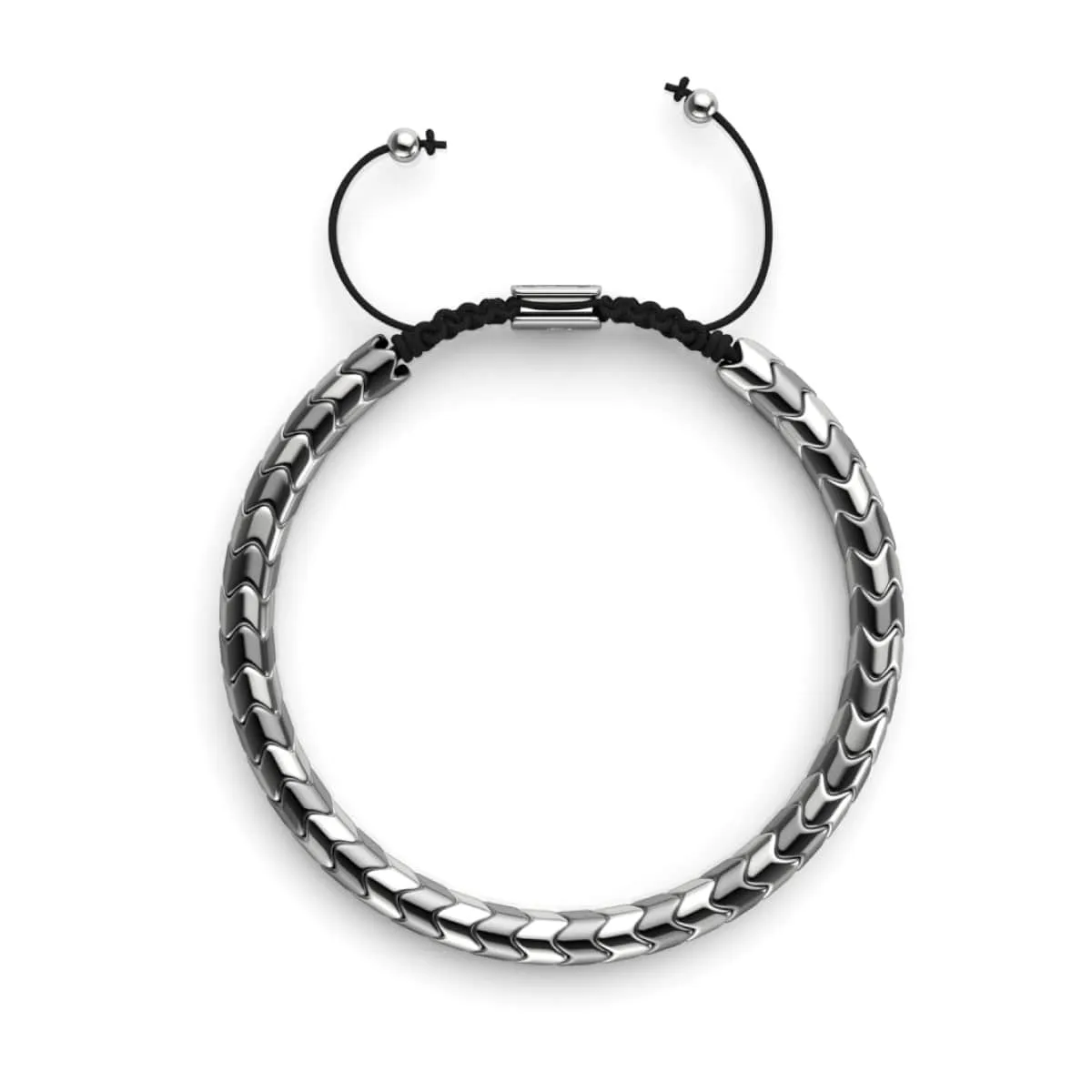 Serpentine | Grey and Silver Hematite x Silver | Wave Bracelet