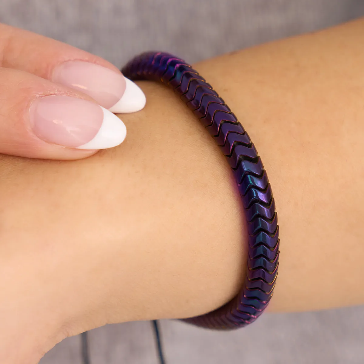 Serpentine | Heliotrope Hematite x Gunmetal | Double Wave Bracelet