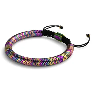 Serpentine | Rainbow Hematite x Unicorn Silver | Double Wave Bracelet